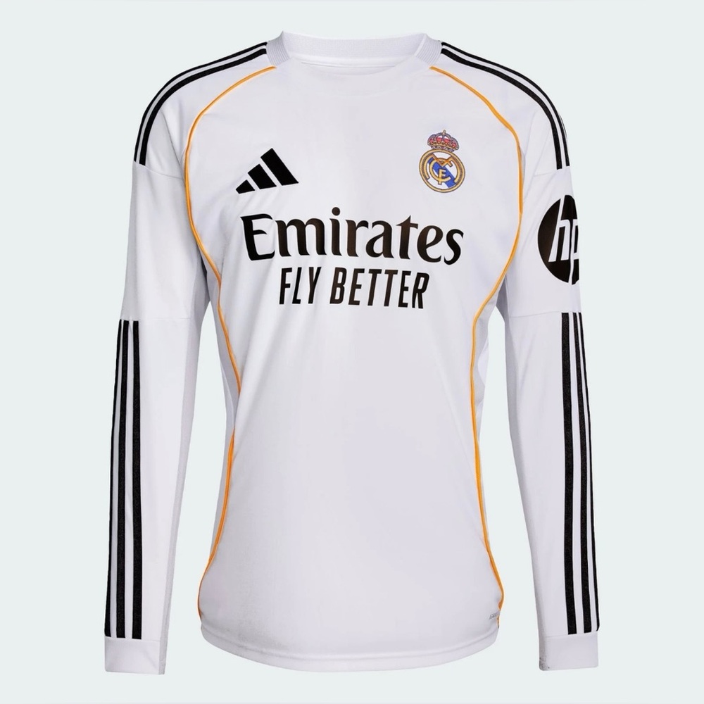 Adidas x Real Madrid 25/26 Long Sleeve Home Jersey (JN8884) Men’s Size Medium